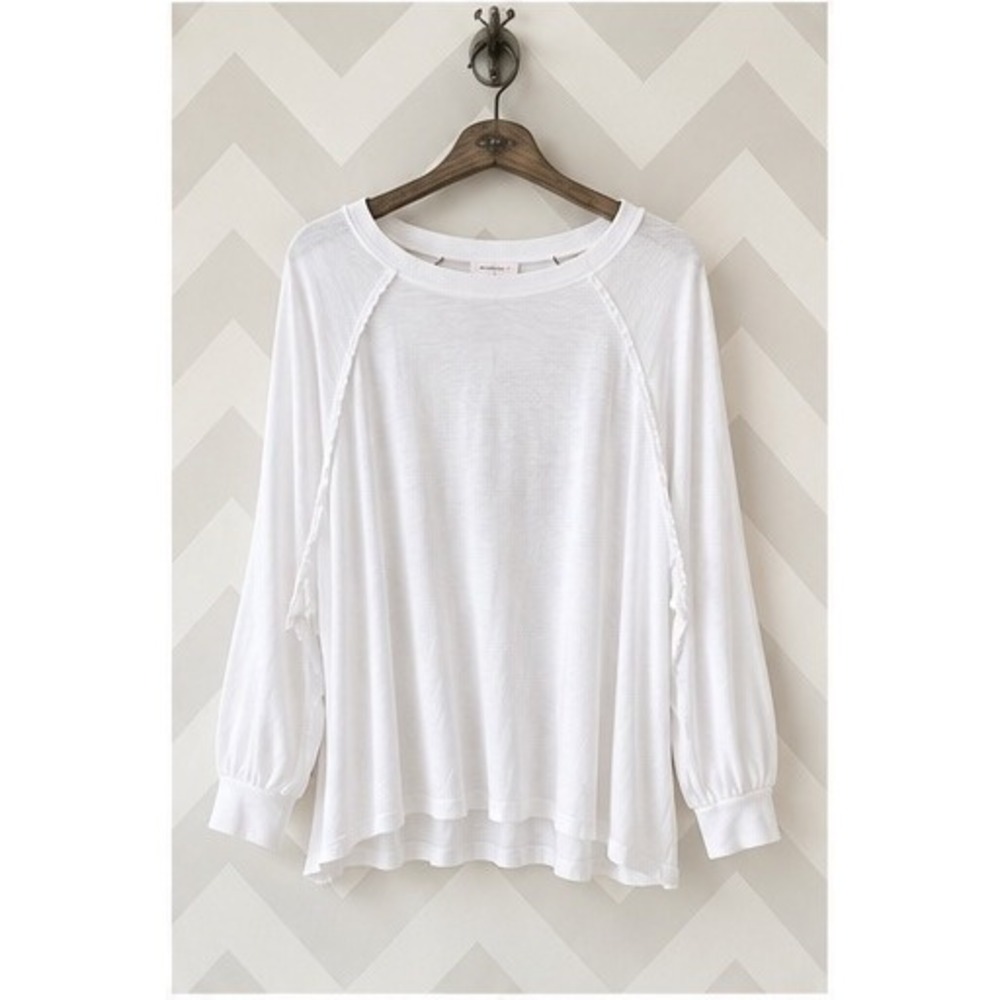 We The Free Free People White‎ Raglan Seam Long Sleeve Top Small NWT